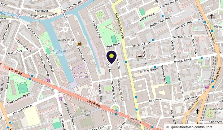 Map showing 20–22 Wenlock Road, London, England, N1 7GU